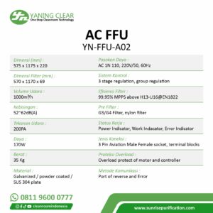 ffu fan filter unit a02 specs for laboratory