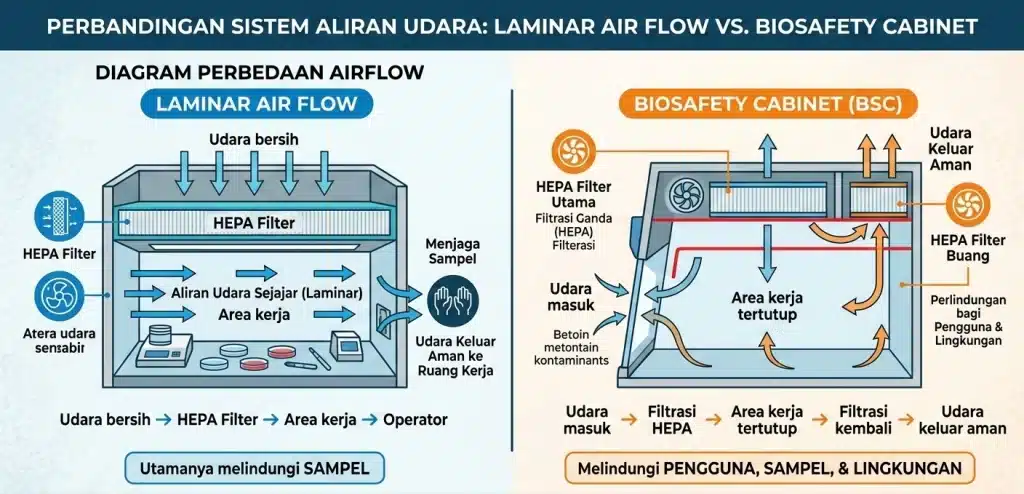 perbedaan biosafety cabinet dan laminar air flow